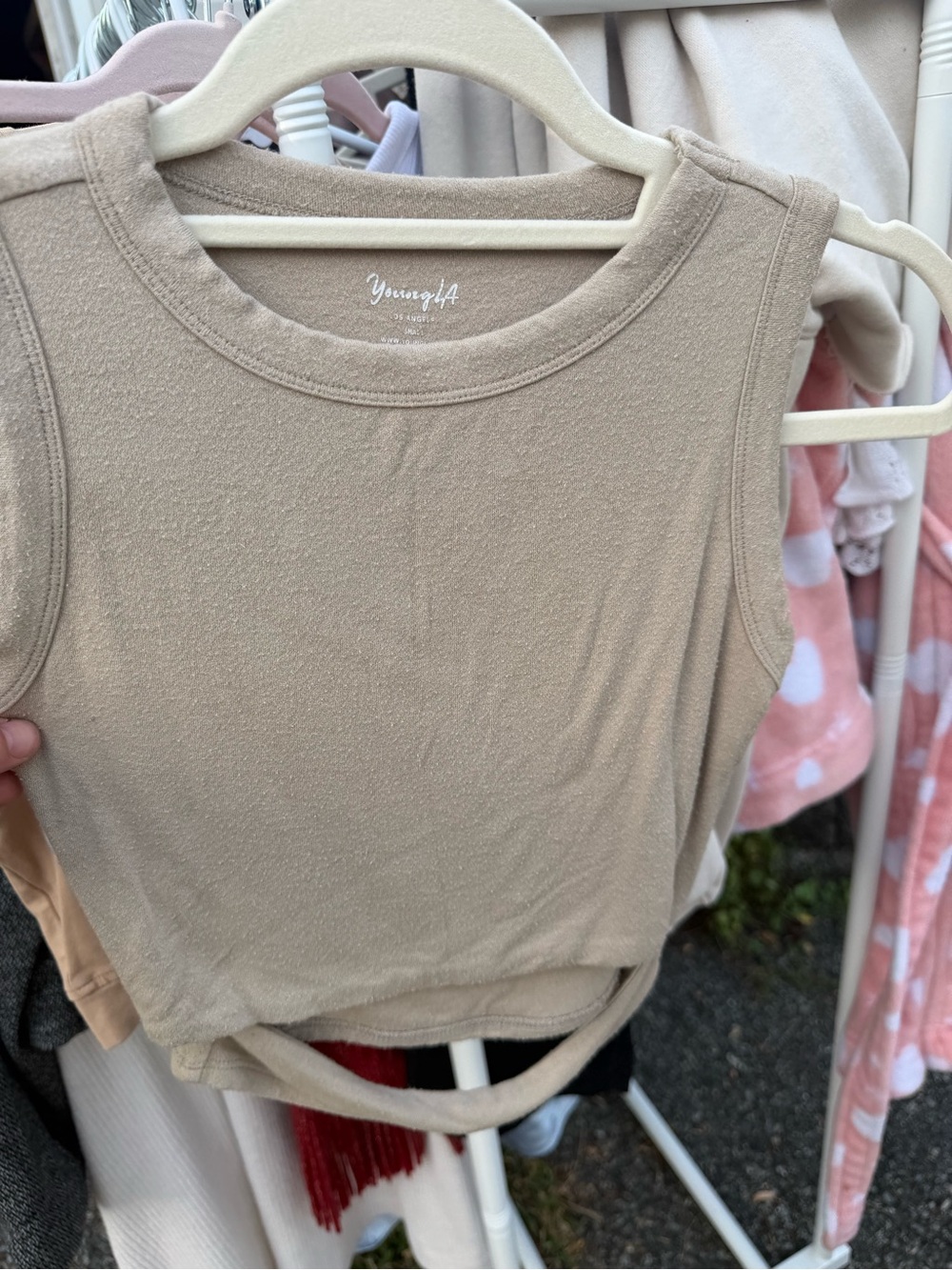YoungLA Women's Taupe Crop Tank Top
